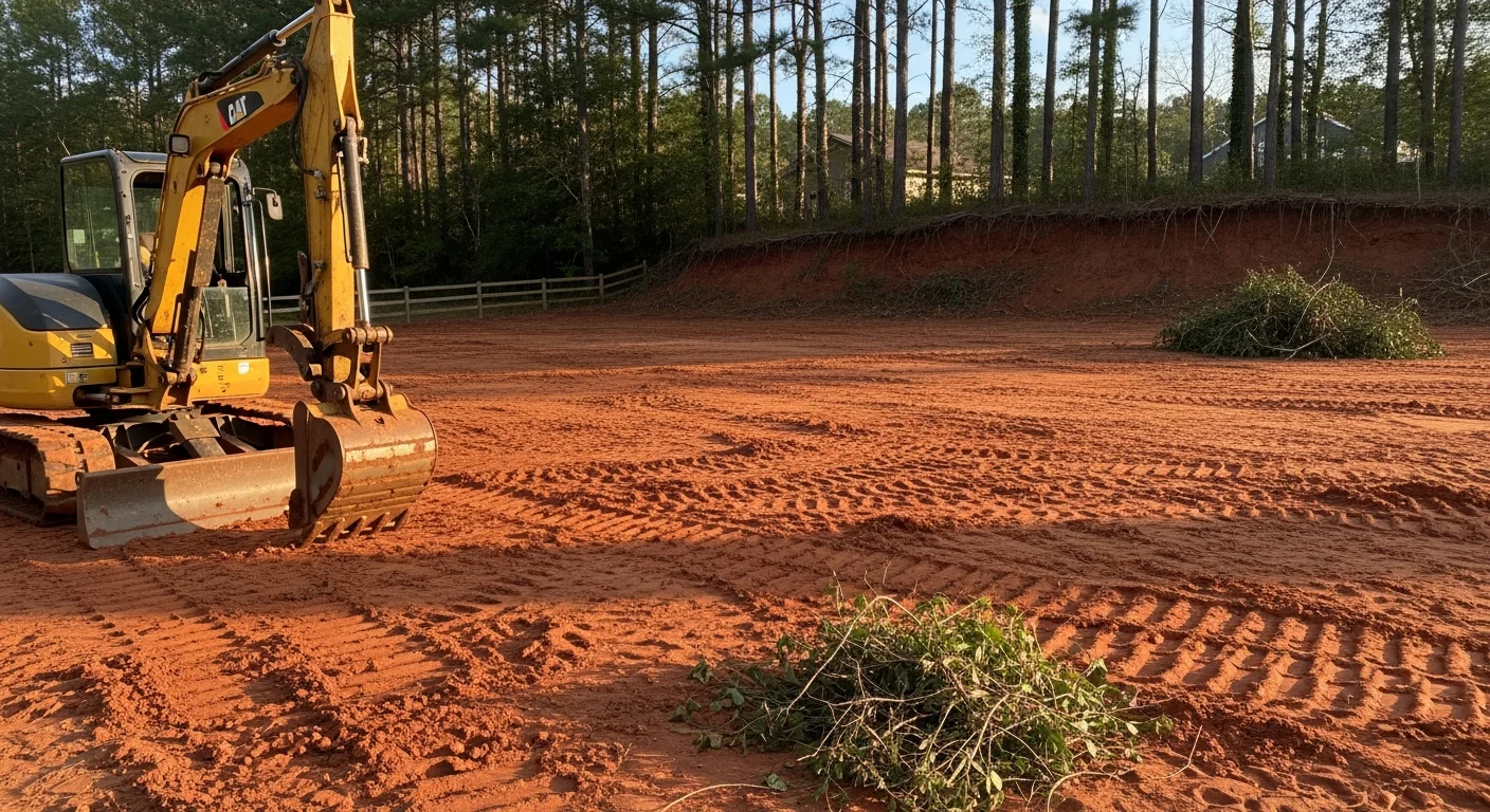 Heavy equipment clearing overgrown land in Greenville area